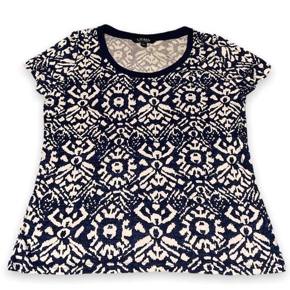 Lauren Ralph Lauren Crewneck T-Shirt Ikat Print Cotton Women’s Size L - Picture 7 of 9